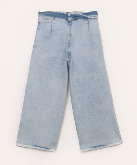 calça jeans wide leg infantil azul claro