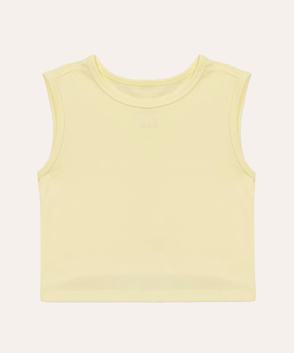 cropped infantil de algodão amarelo