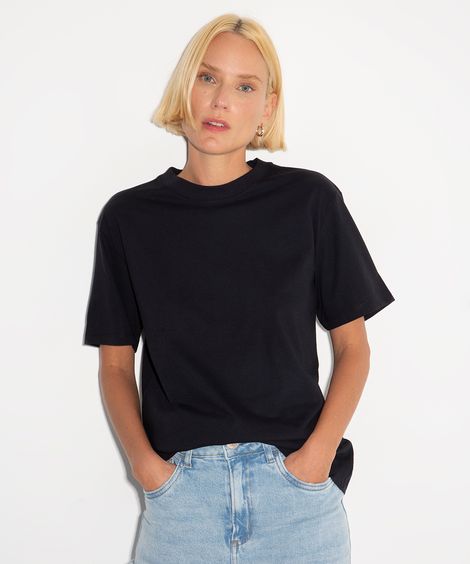 camiseta básica de algodão mindset preta