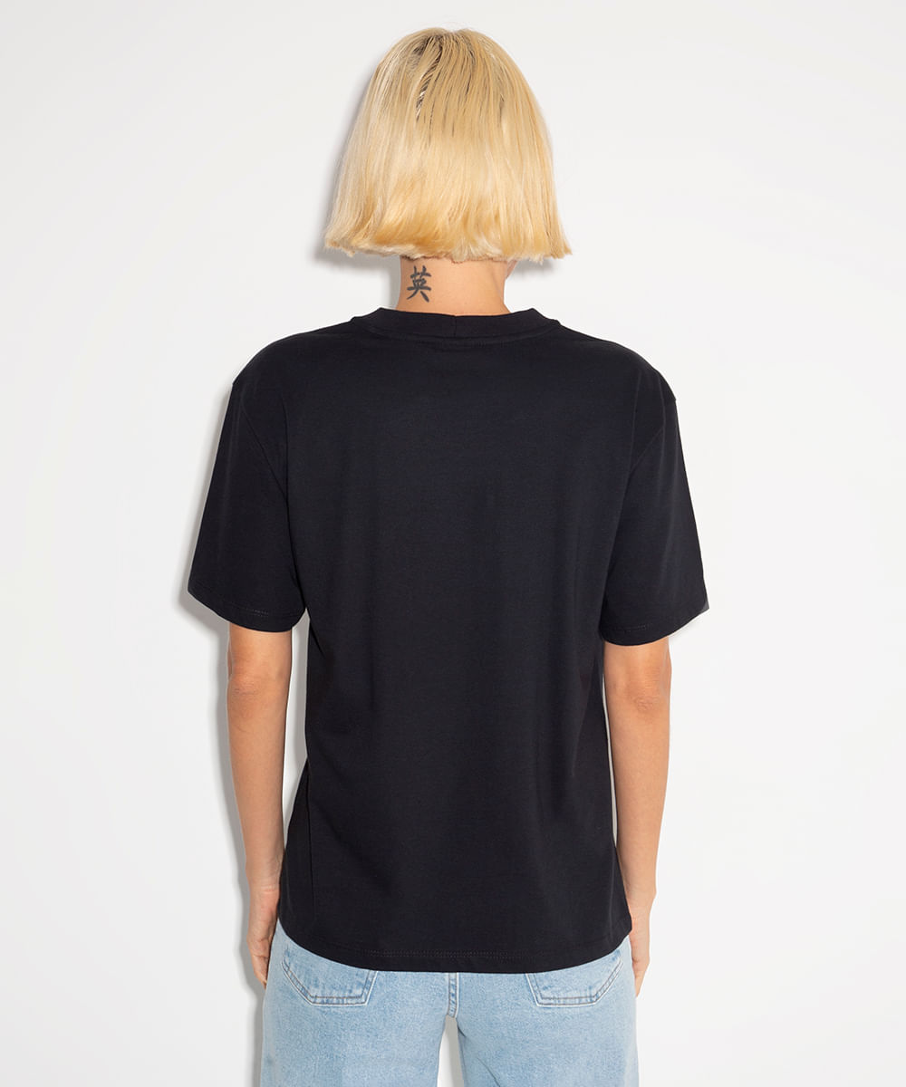 camiseta básica de algodão mindset preta