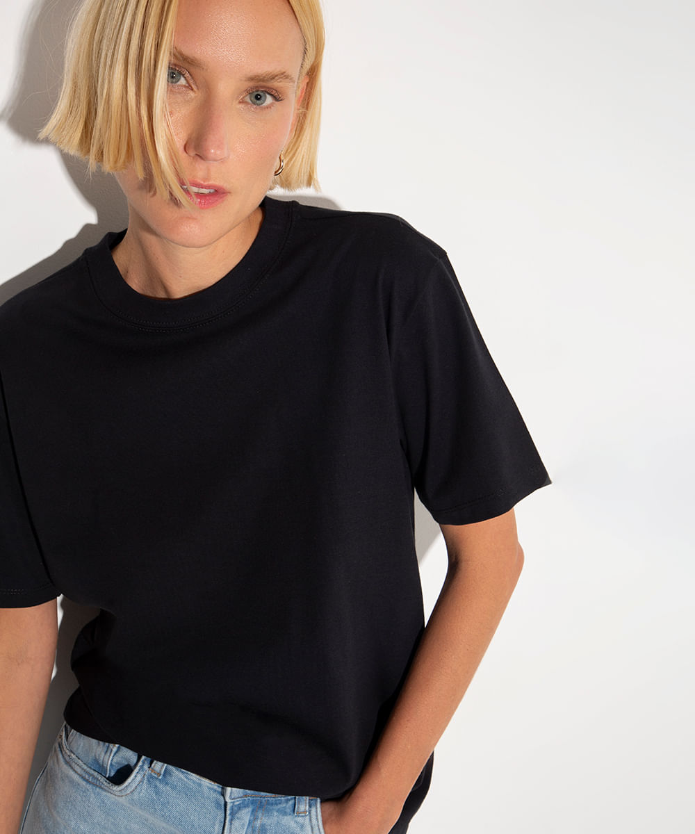 camiseta básica de algodão mindset preta