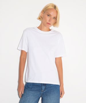 camiseta básica de algodão mindset off white