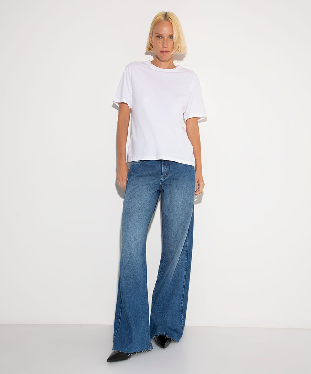 camiseta básica de algodão mindset off white