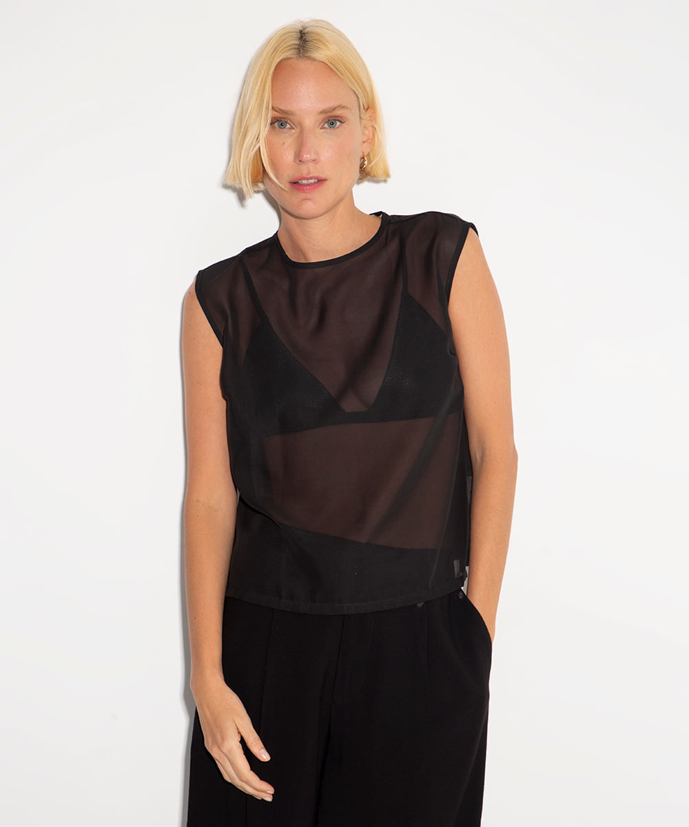 blusa transparência mindset preta