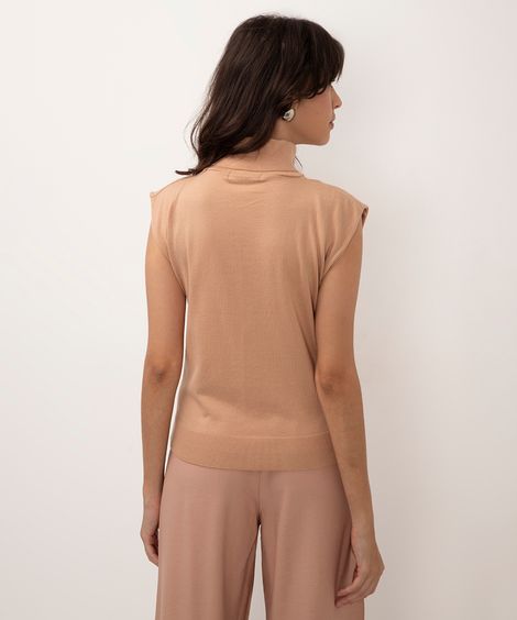 blusa de tricot gola alta muscle tee bege