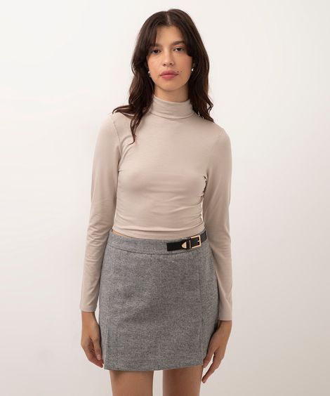 blusa de viscose gola alta cinza