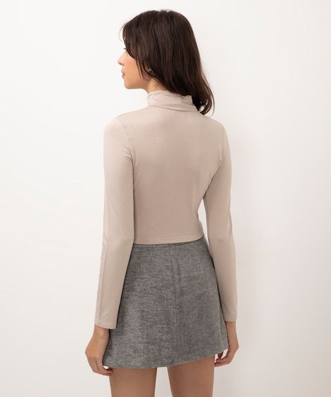 blusa de viscose gola alta cinza