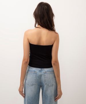 blusa de viscose sem alça preta