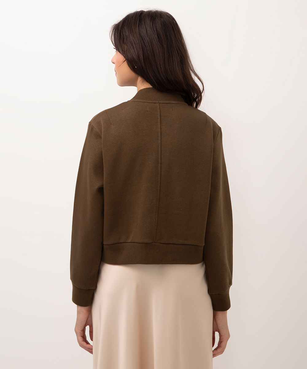 jaqueta bomber de moletom verde militar