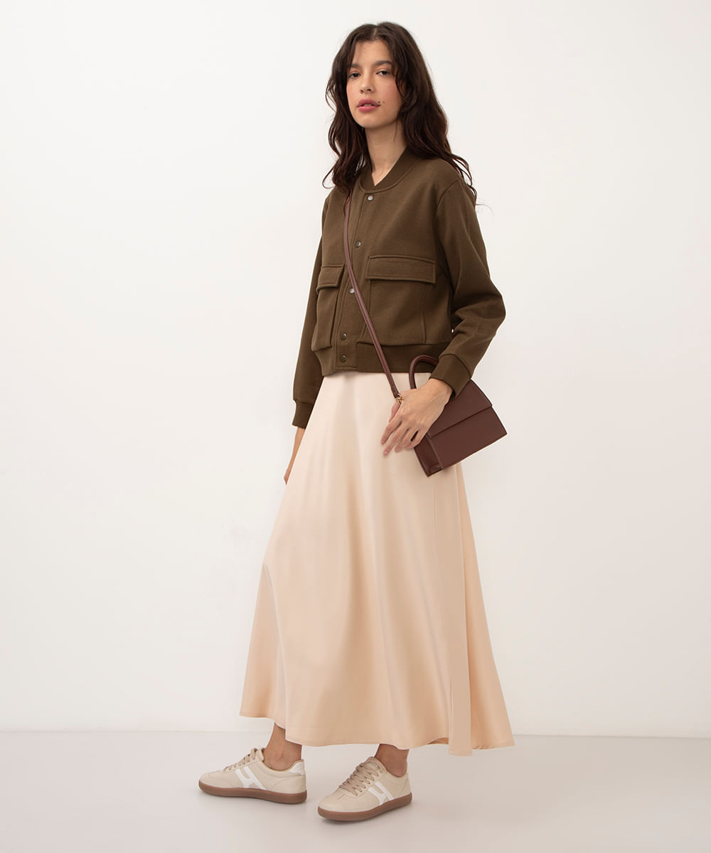 jaqueta bomber de moletom verde militar