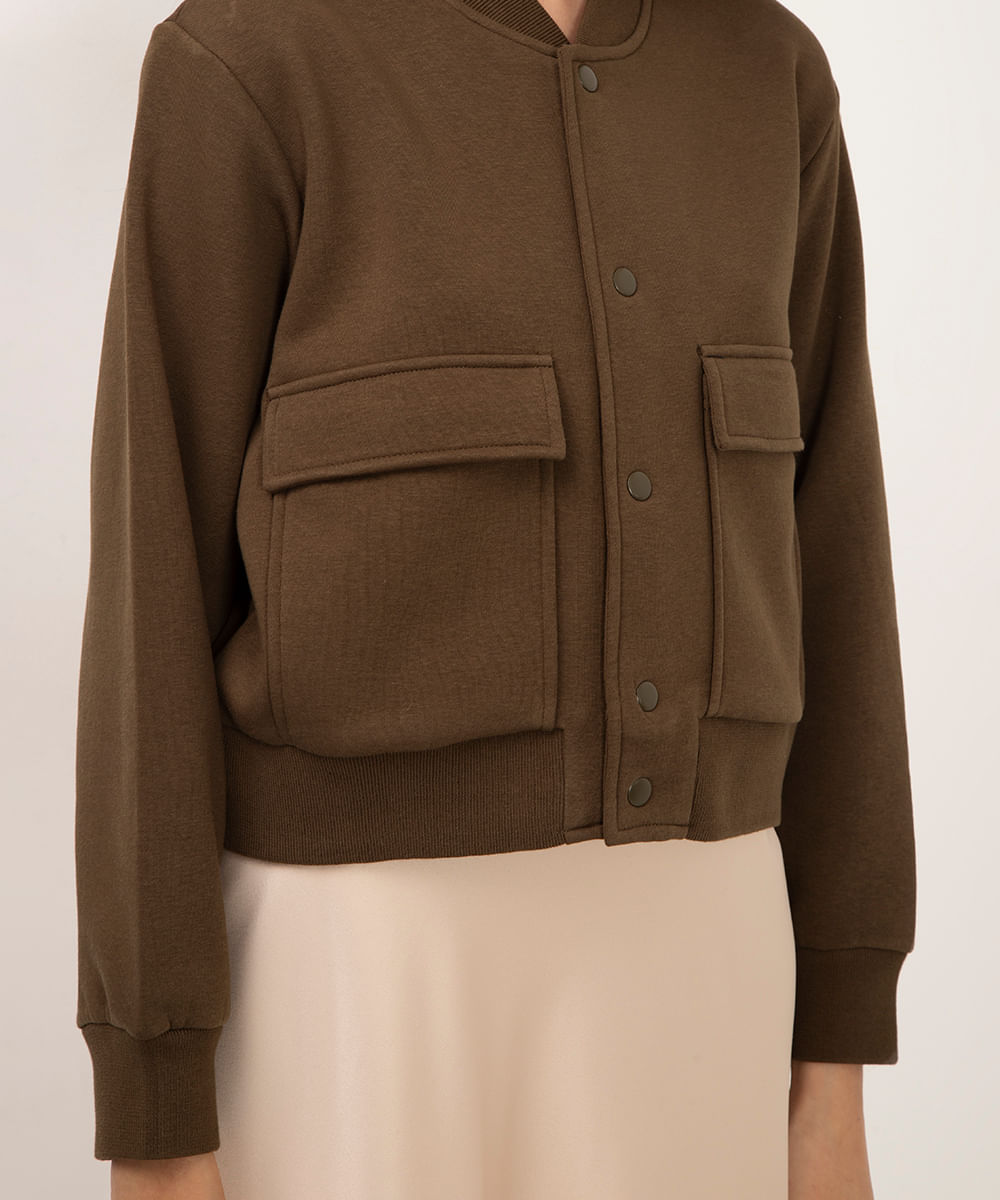 jaqueta bomber de moletom verde militar