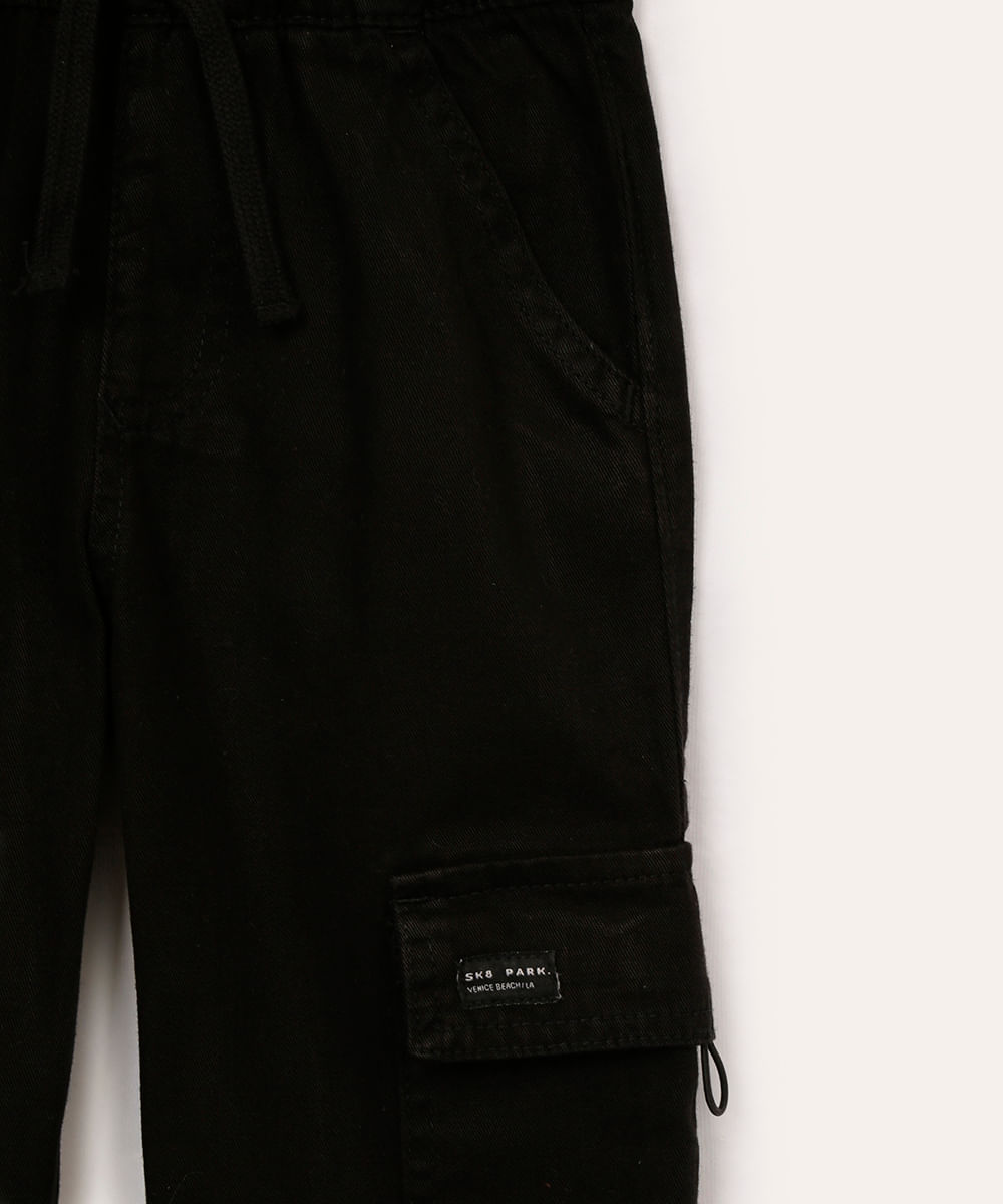 calça de sarja infantil jogger cargo preta