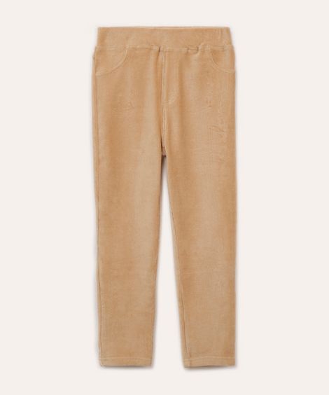 calça legging infantil aveludada bege