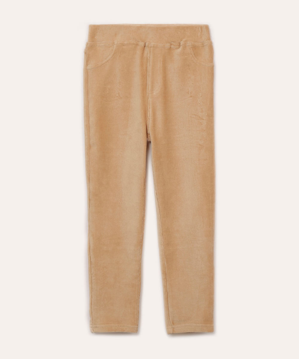 calça legging infantil aveludada bege