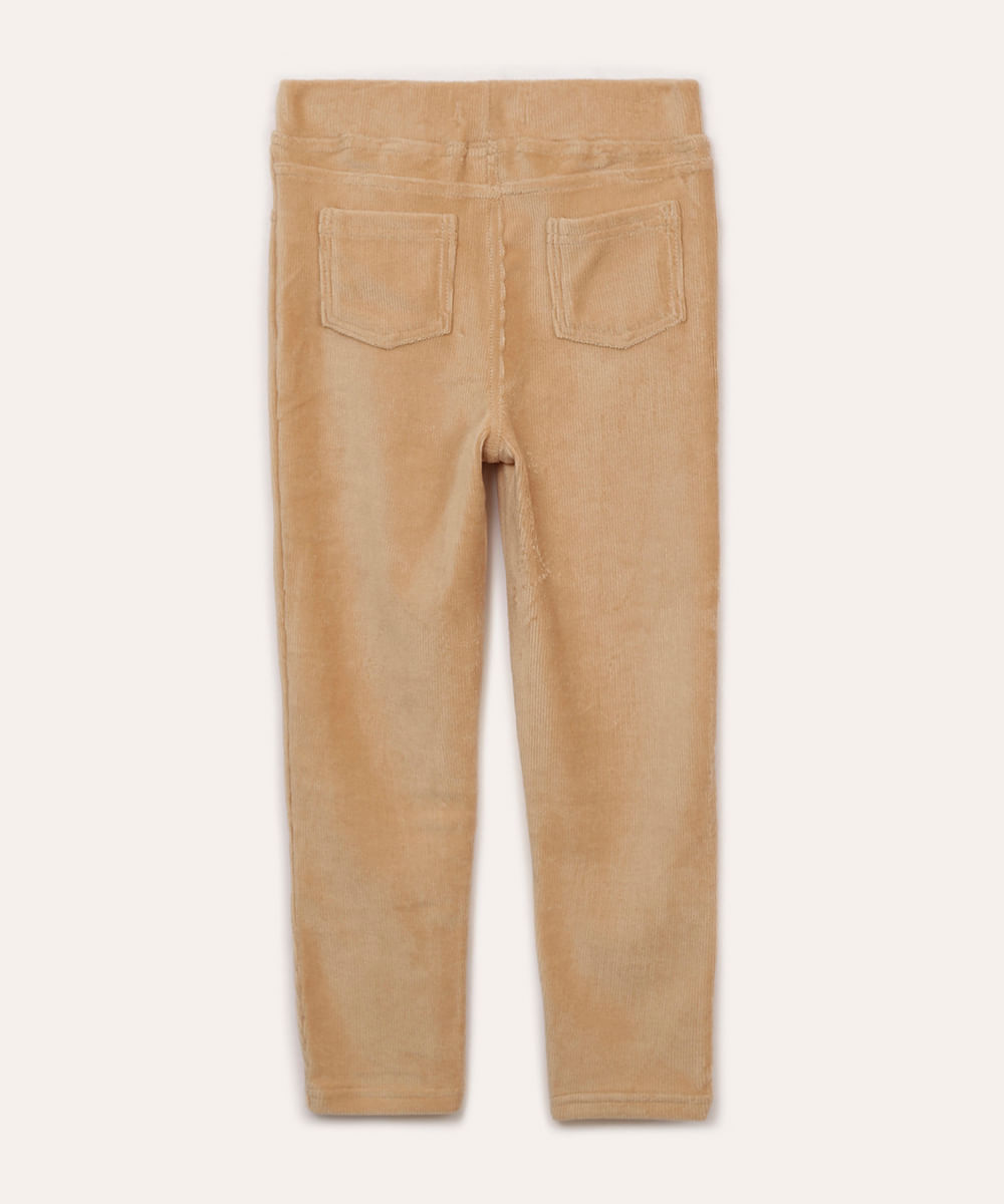 calça legging infantil aveludada bege