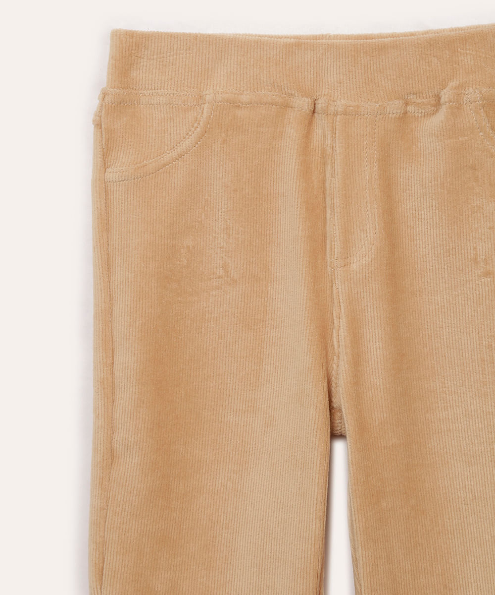 calça legging infantil aveludada bege