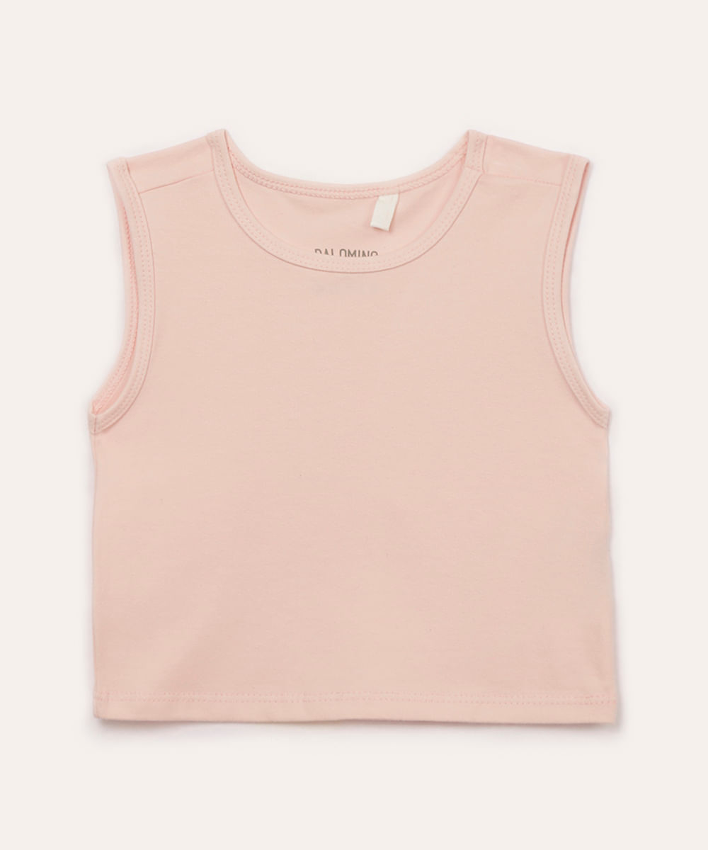 cropped infantil de algodão rosa