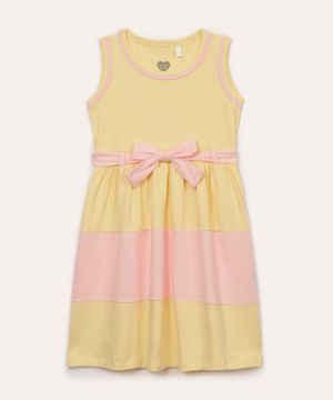 vestido infantil patati de algodão amarelo claro