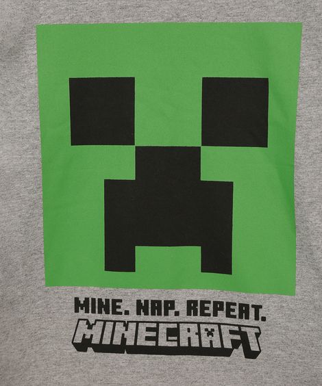 pijama de algodão infantil minecraft cinza mescla