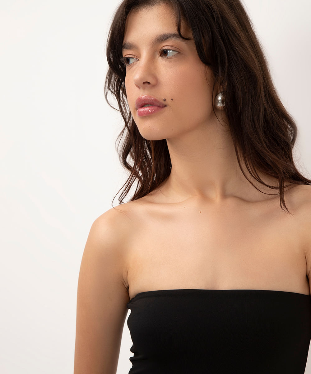body de poliamida sem alça preto