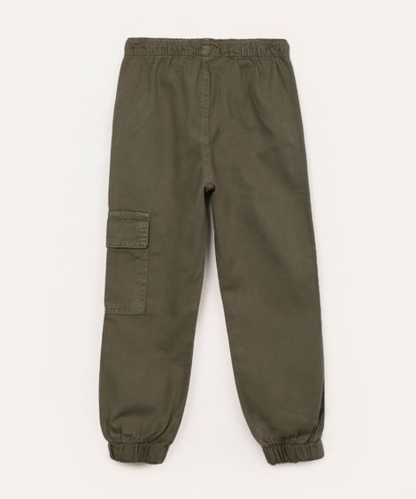 calça de sarja infantil jogger cargo verde