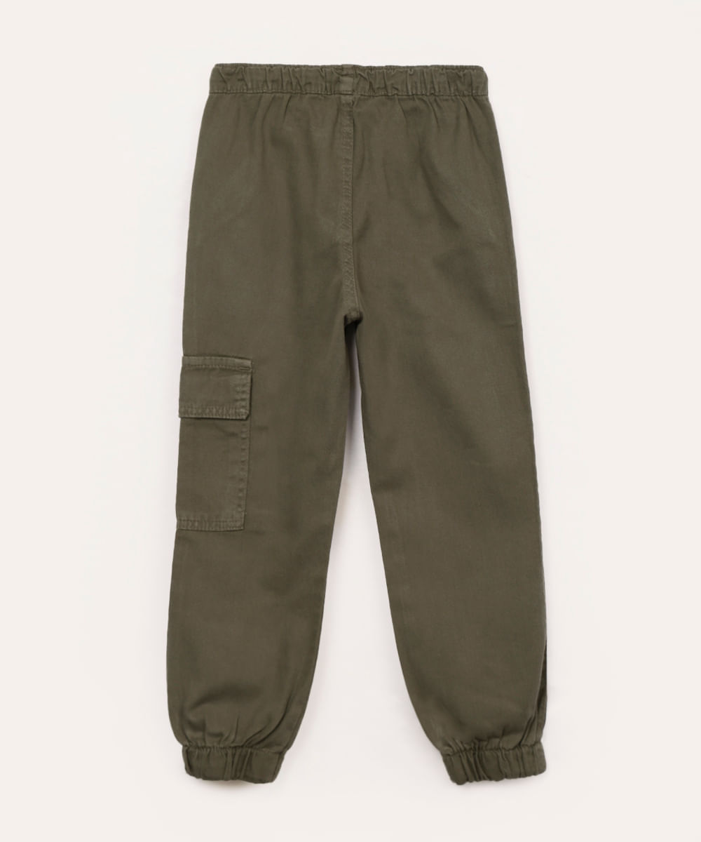 calça de sarja infantil jogger cargo verde