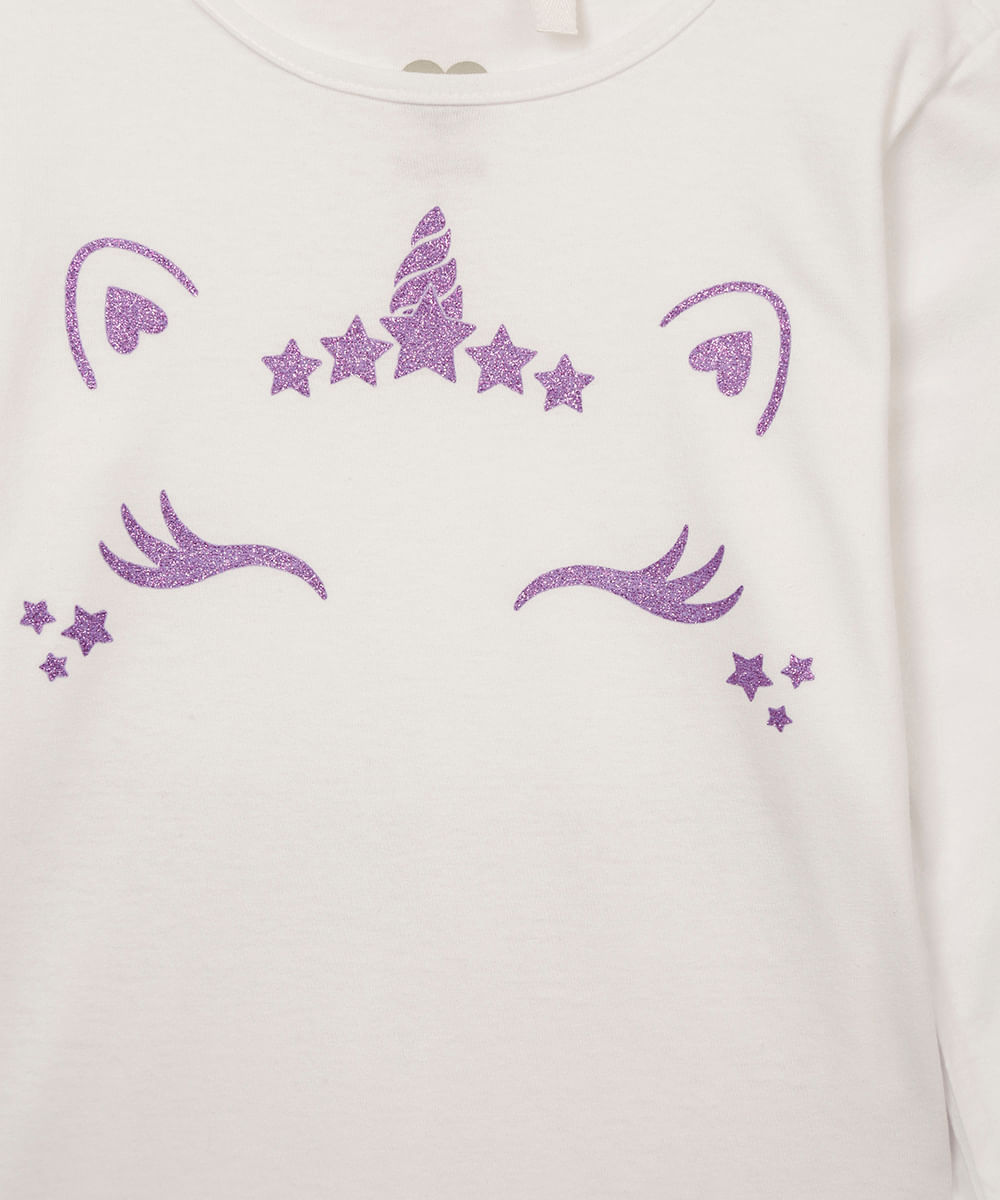 conjunto de algodão infantil unicórnio e estrelas off white