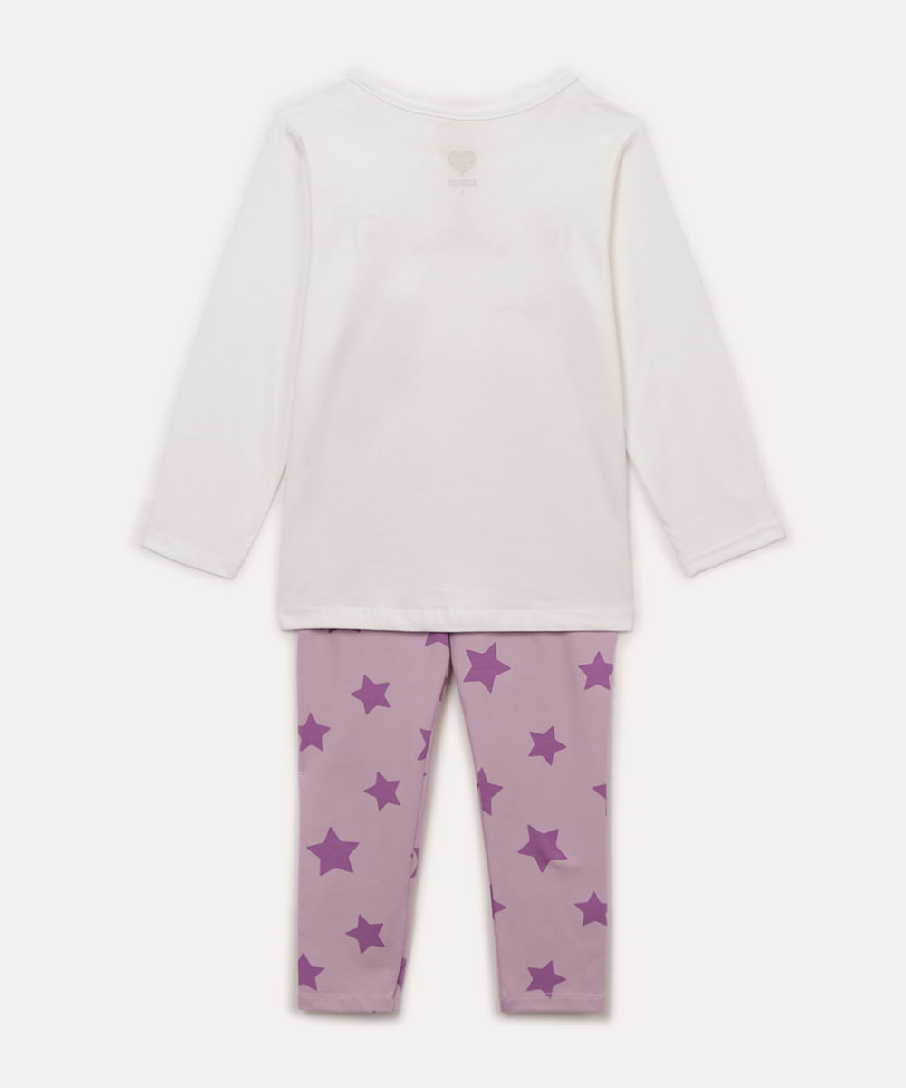 conjunto de algodão infantil unicórnio e estrelas off white