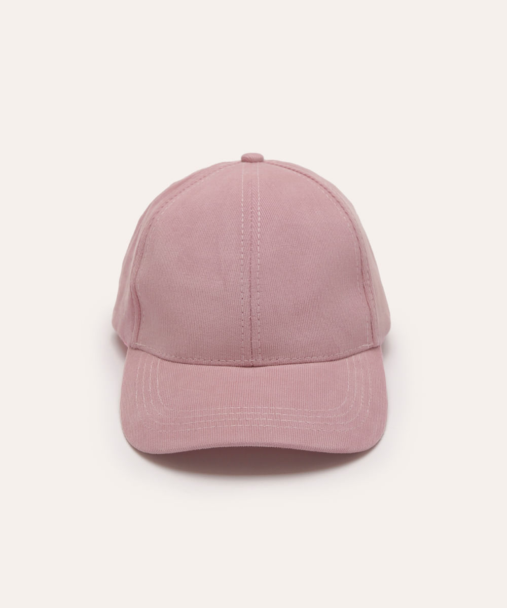 boné aba curva veludo cotele rosa