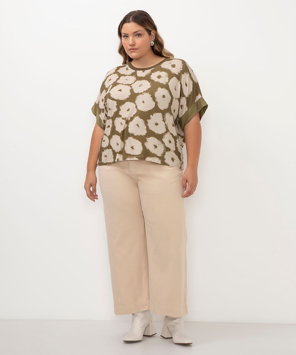 blusa de viscose rosa verde clarisse romeiro verde militar