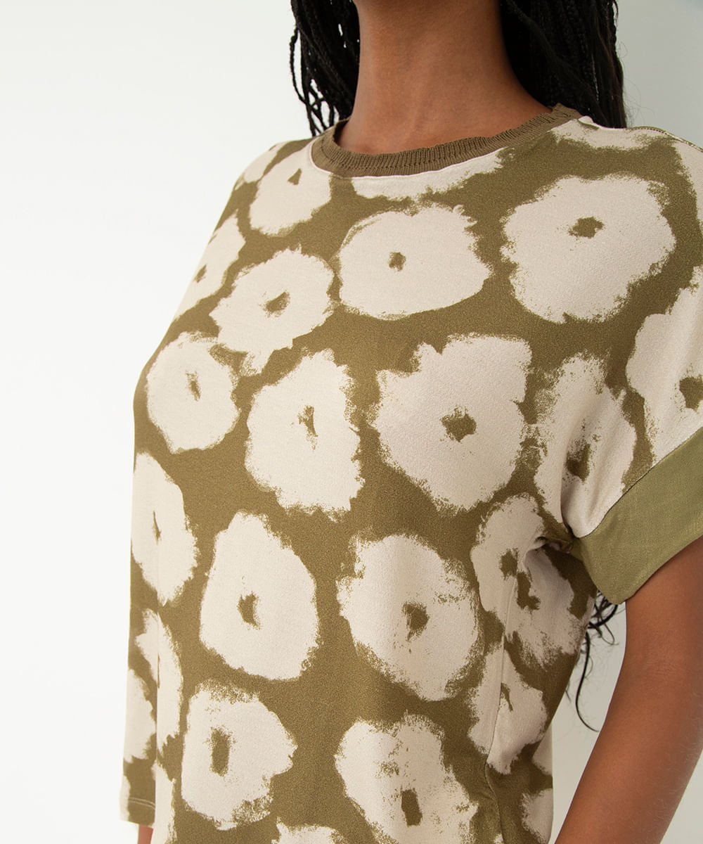 blusa de viscose rosa verde clarisse romeiro verde militar