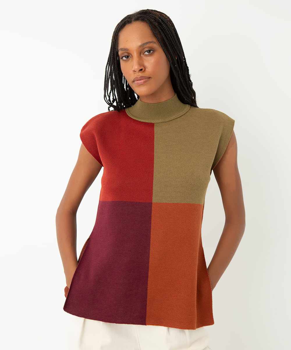 regata de tricot blocos clarisse romeiro vermelho