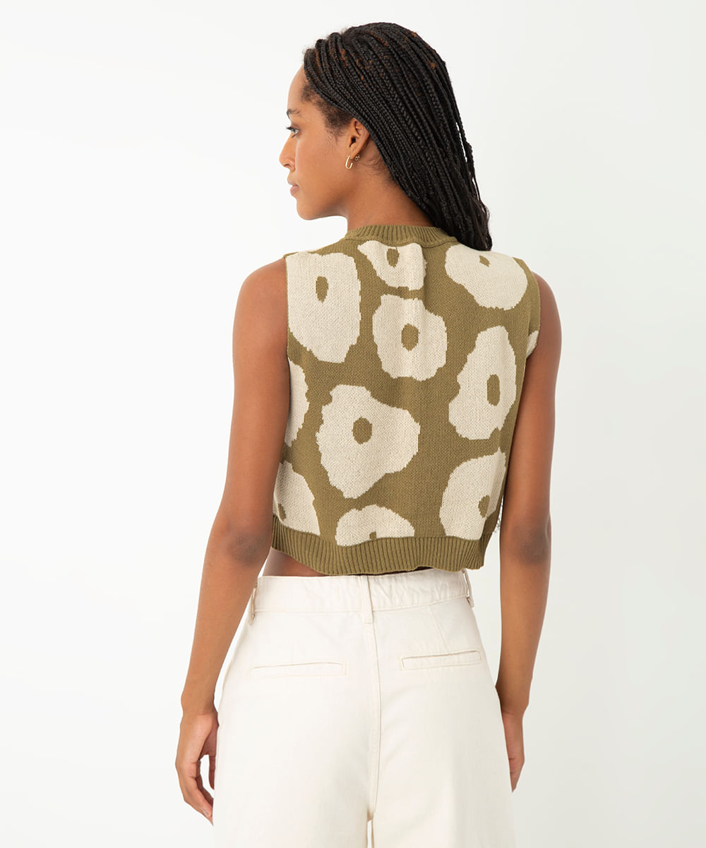 cropped de tricot rosa verde clarisse romeiro verde