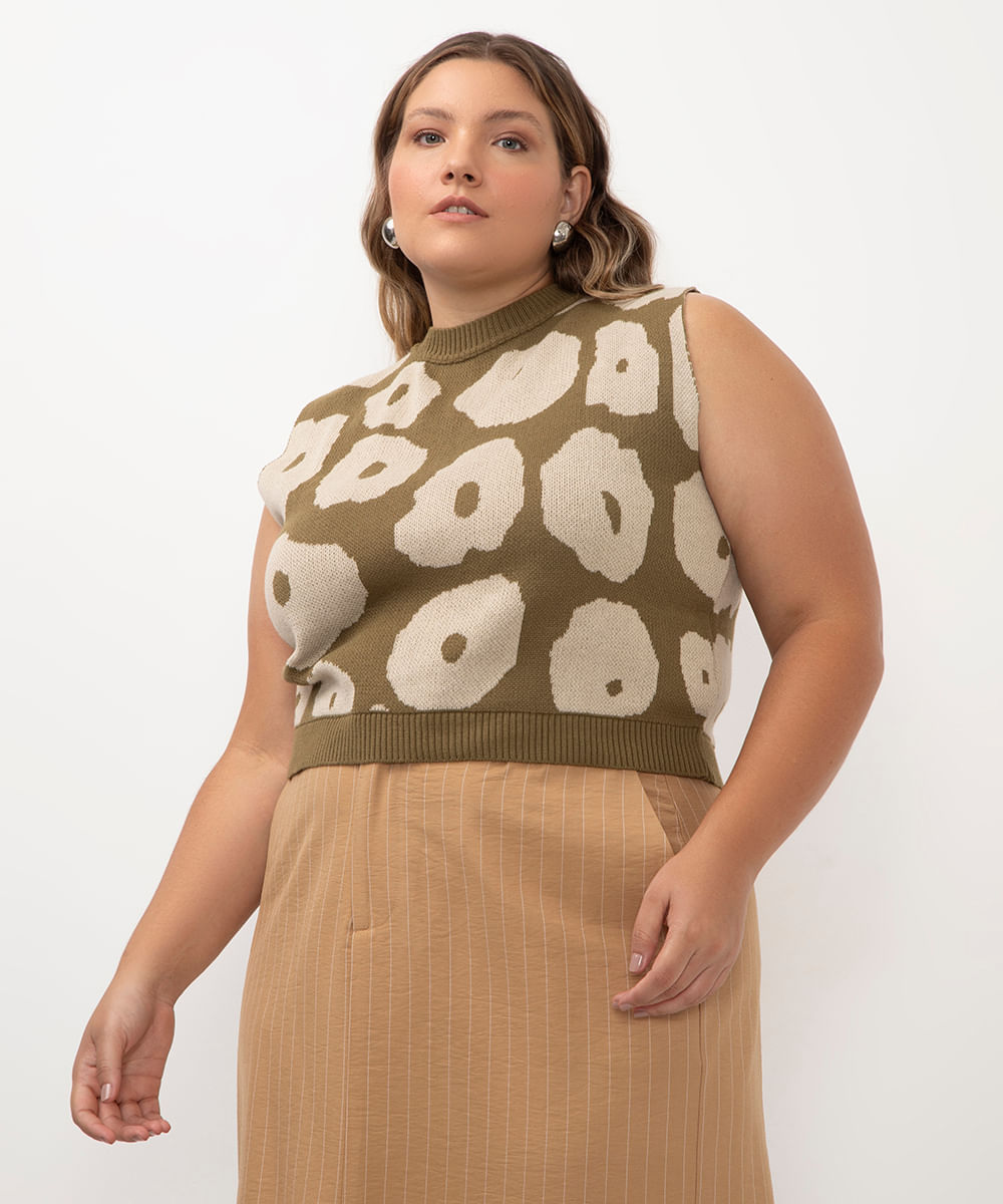 cropped de tricot rosa verde clarisse romeiro verde