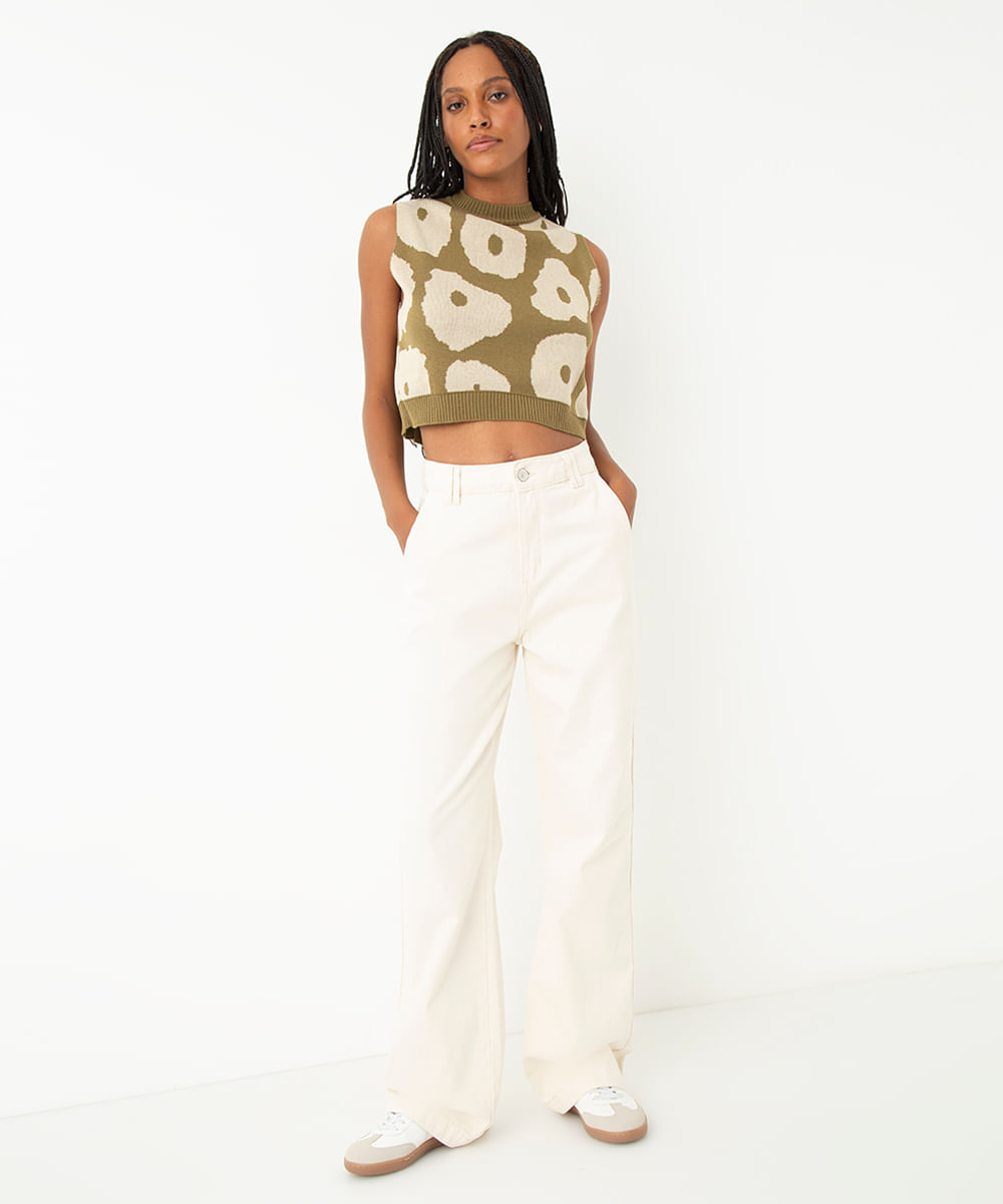 cropped de tricot rosa verde clarisse romeiro verde