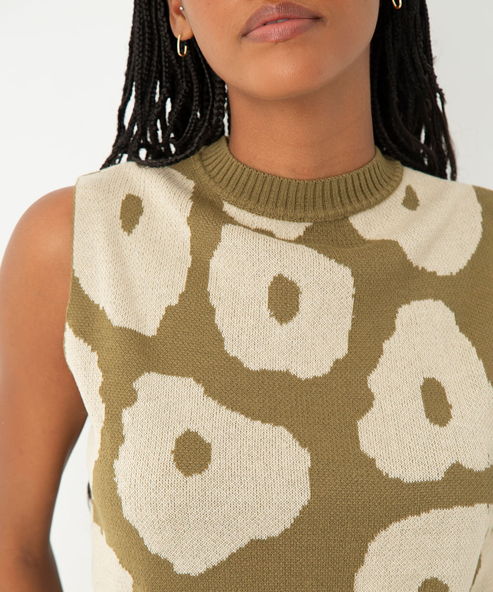 cropped de tricot rosa verde clarisse romeiro verde