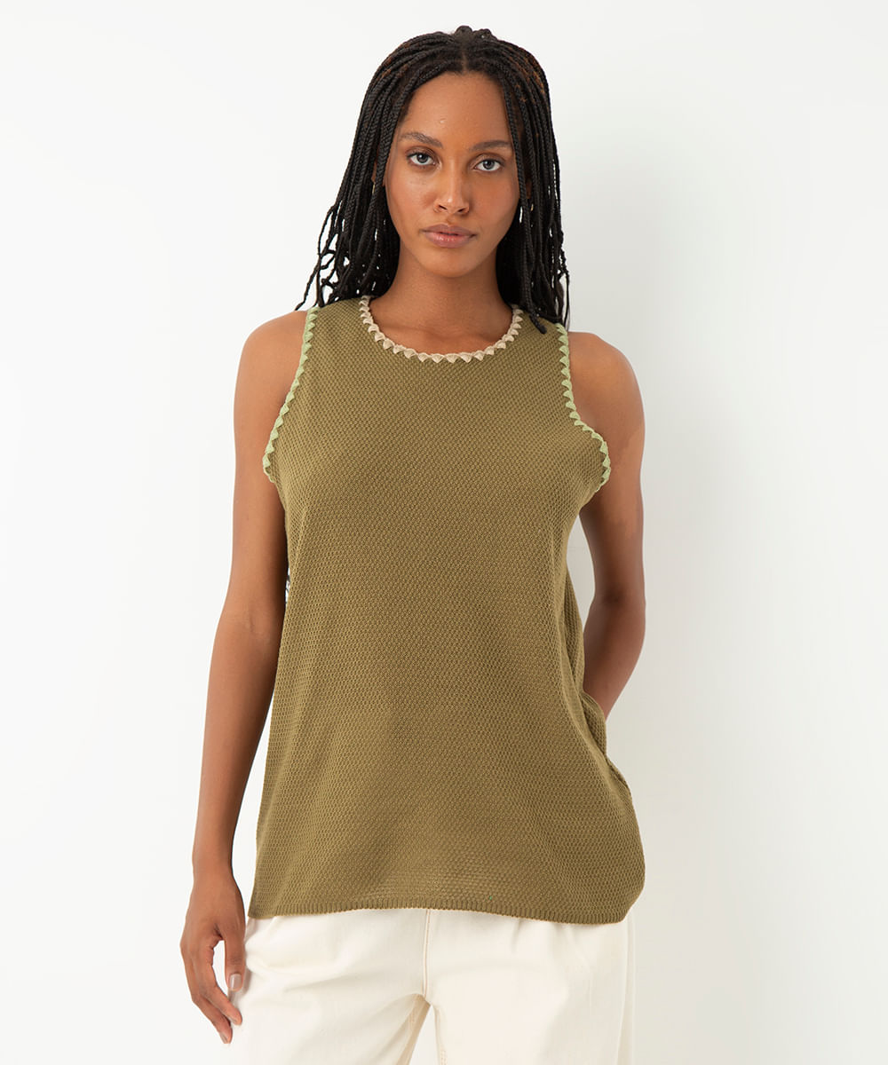 regata alongada de tricot clarisse romeiro verde