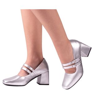 Sapato Scarpin Feminino Salto Bloco Grosso Bico Quadrado