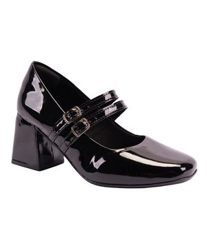 Sapato Scarpin Feminino Salto Bloco Grosso Bico Quadrado