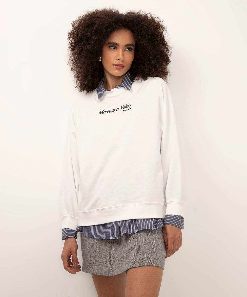 blusão de moletom manhattan valley off white