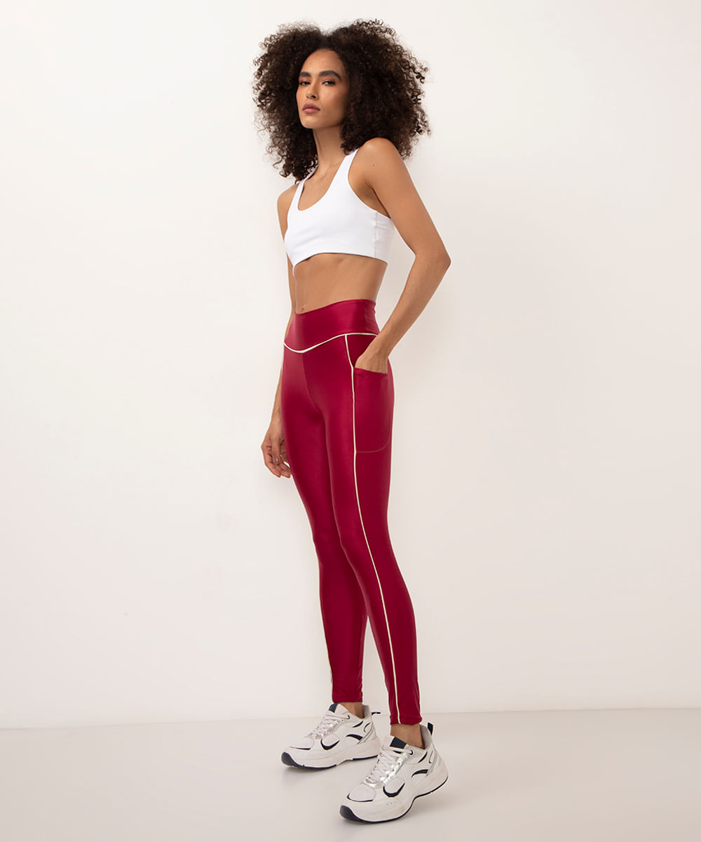 calça legging de poliamida esportiva vinho