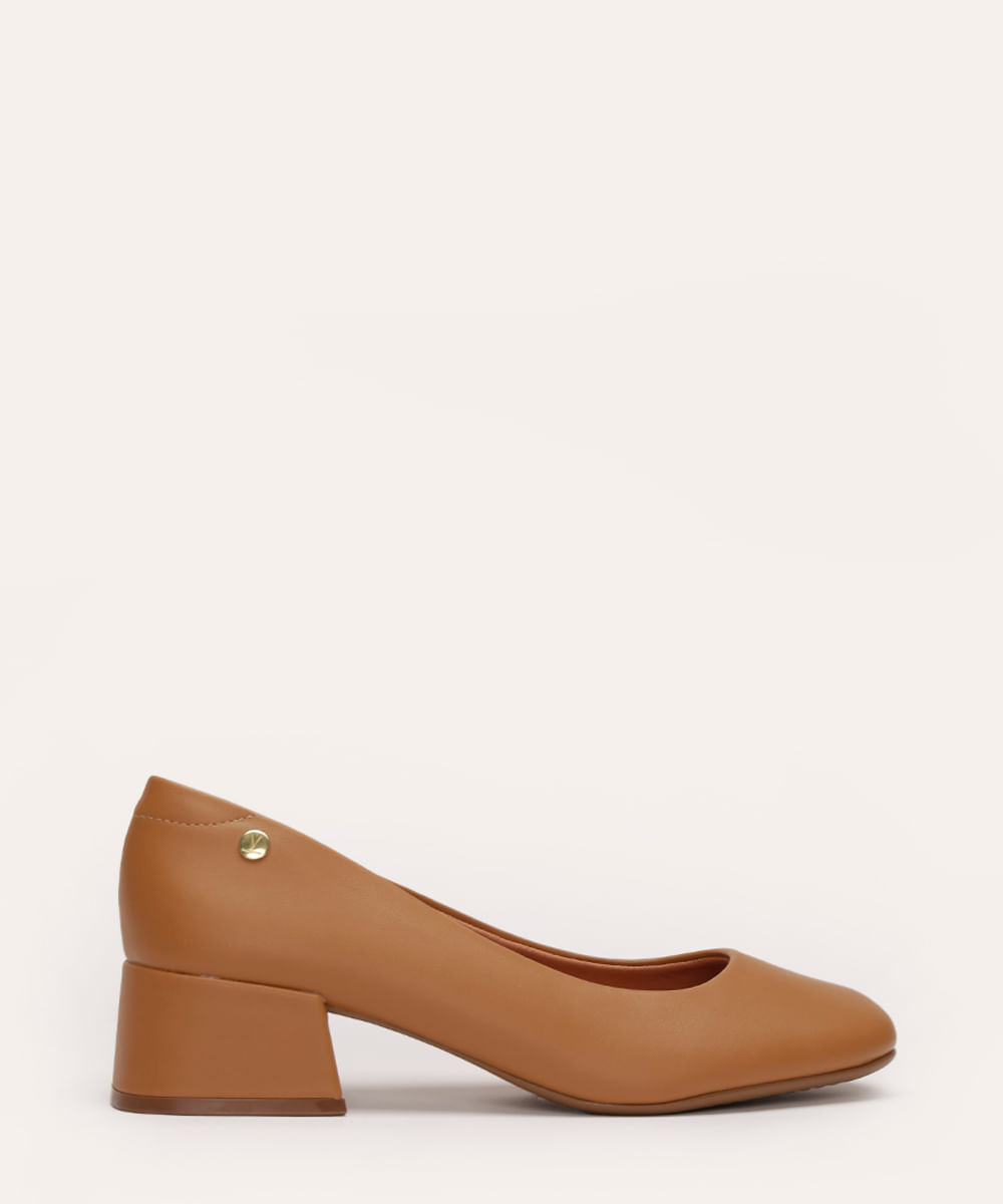 scarpin vizzano salto baixo boneca bege