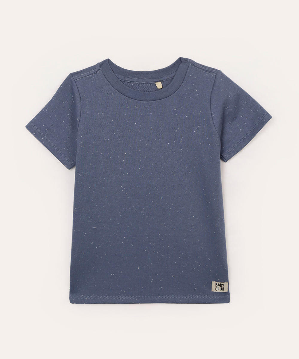 camiseta infantil moletinho azul marinho