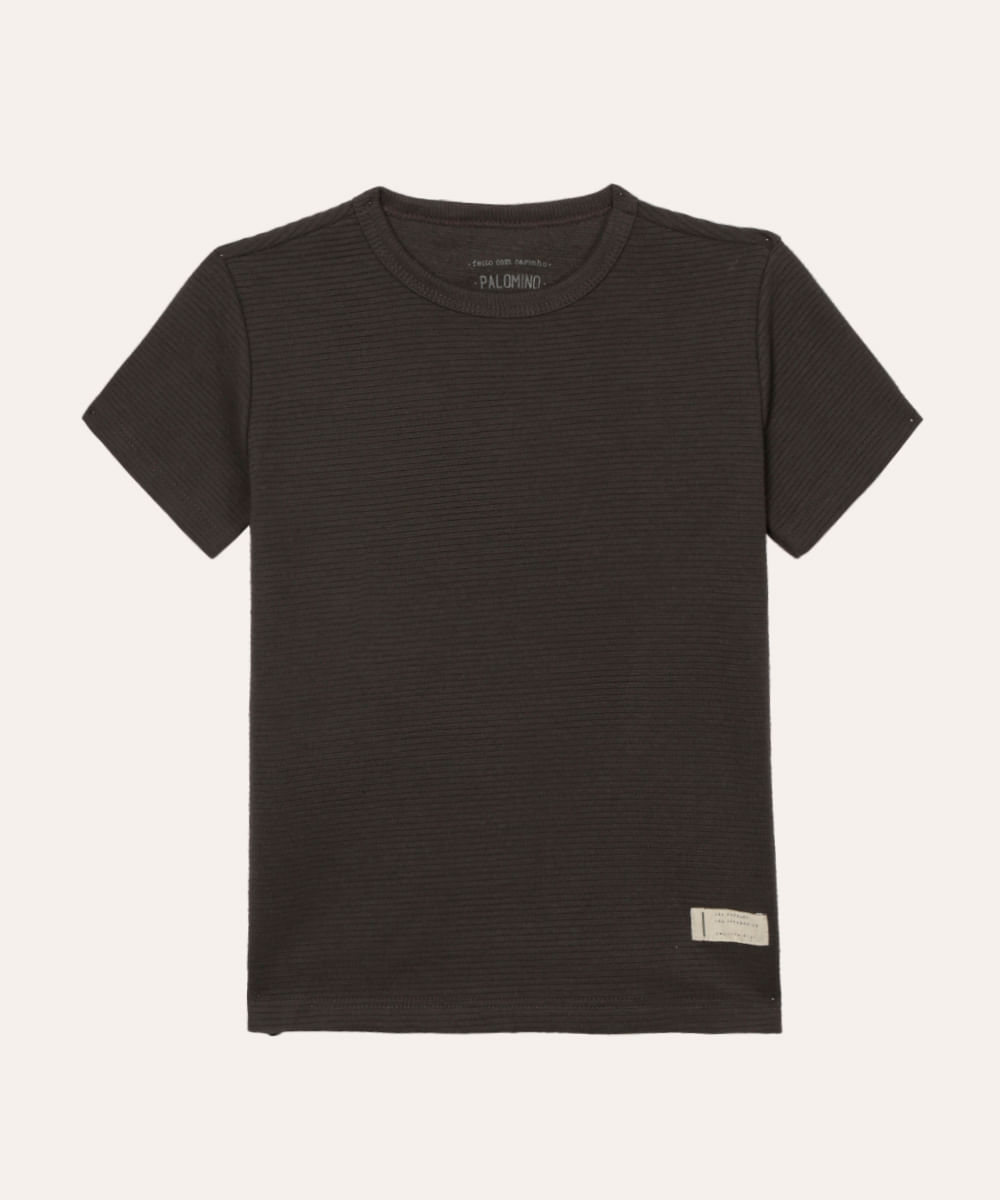 camiseta de algodão infantil texturizada chumbo
