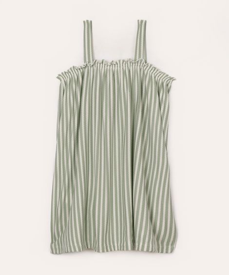 vestido infantil listrado com fru fru verde claro