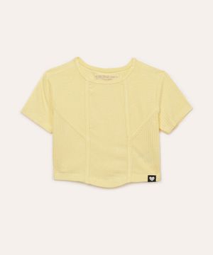 top infantil cropped corset manga curta amarelo