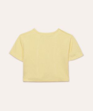 top infantil cropped corset manga curta amarelo