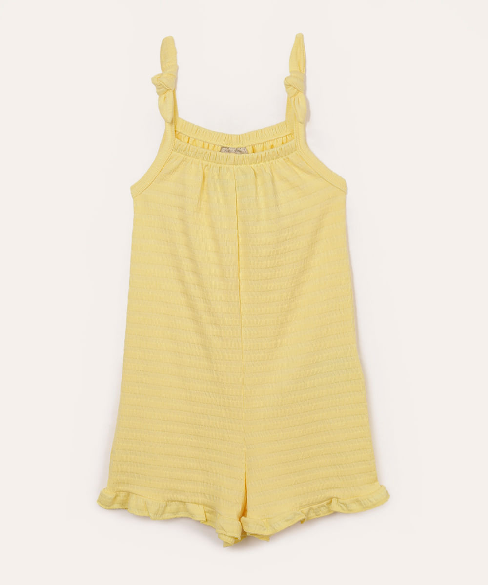 macacão infantil curto com elástico amarelo