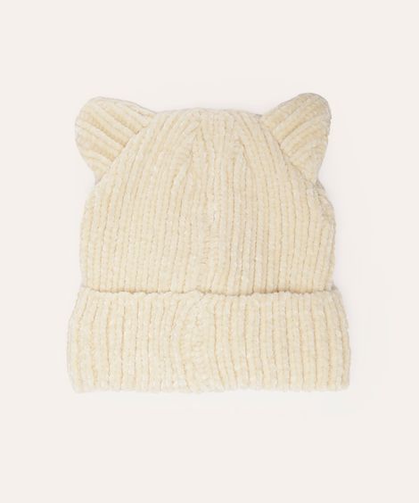 touca de tricot infantil gatinho off white