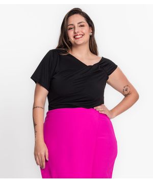 Blusa Feminina Plus Size Em Malha Soft Secret Glam Preto